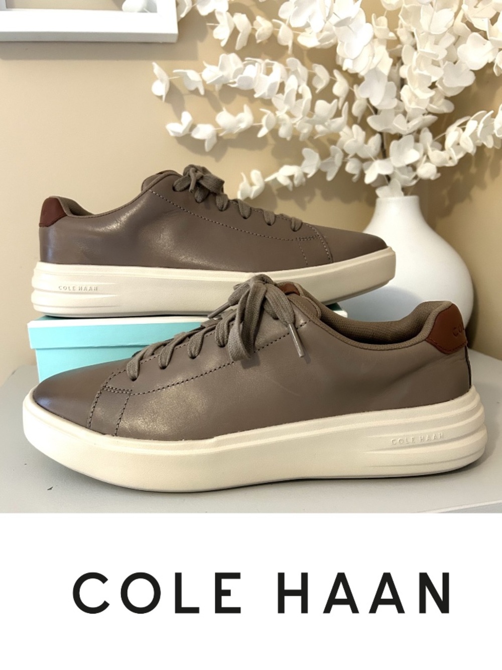 New! Cole Haan Grand+ Men’s Leather Court Shoe Size 8 Color Irish Coffee